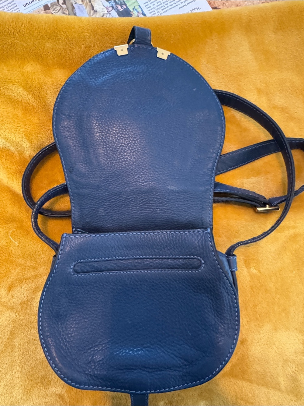 Chloe Marcie Small saddle bag blue leather - Picture 4 of 15